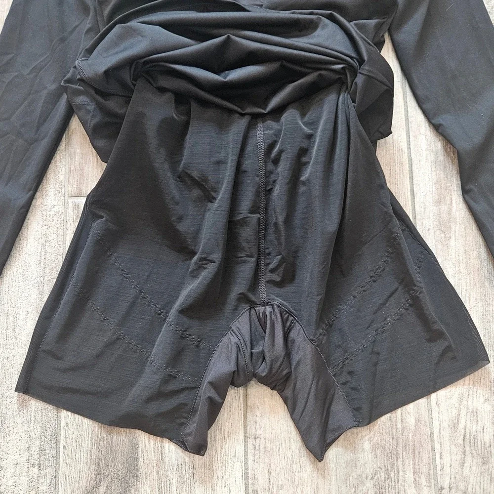 Popilush Shapewear Long Sleeve Boat Neck Sculpting Midi Dress Size M‎ Black NEW